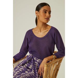 Blusa Tricot Decote Canoa Lurex