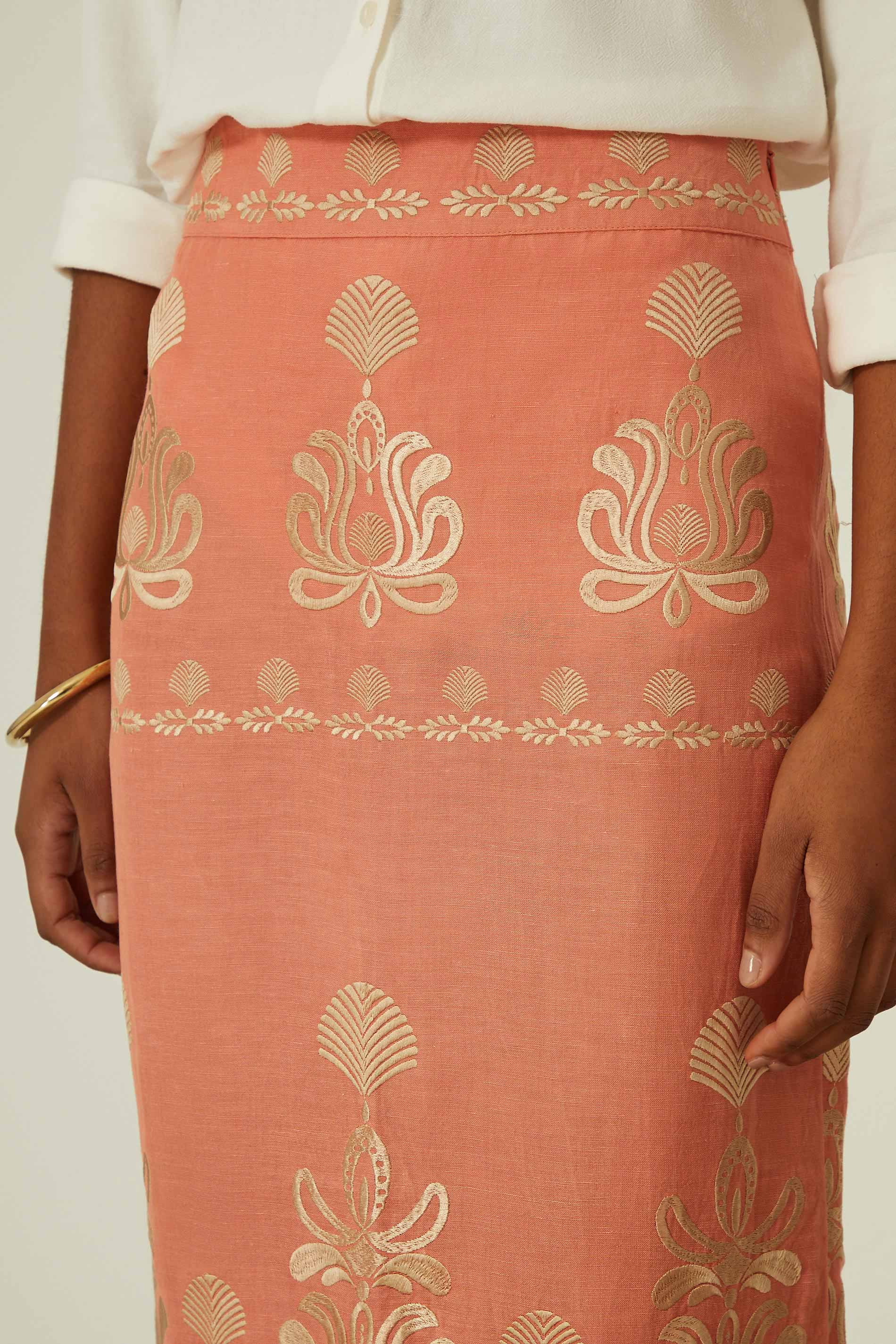 Crane embroidered hotsell skirt anthropologie