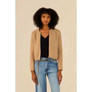 Casaco Tricot Biker Curto Com Zíper
