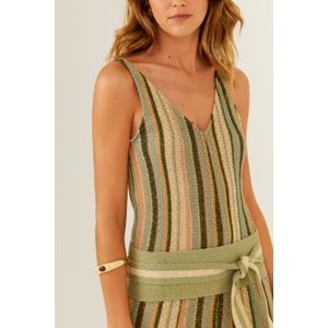 Macacão Tricot Listrado Com Faixa