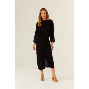 Saia Midi Drapeada Jersey