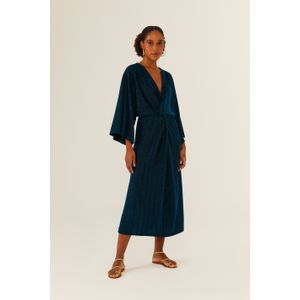 Vestido Midi Kimono Malha Lurex