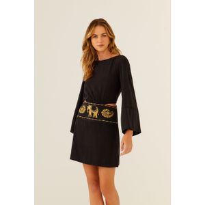 Vestido Curto Bordado Ouro
