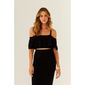 Blusa Cropped Tricot Babado