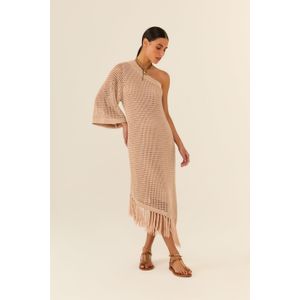 Vestido Tricot Um Ombro Só Franjado