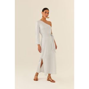 Vestido Tricot Um Ombro Só Com Faixa
