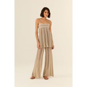Calça Tricot Pantalona Listrada