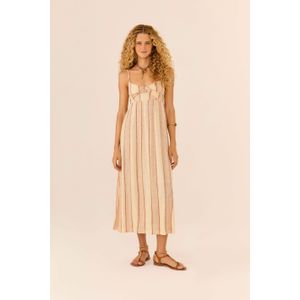 Vestido Midi Estampa Tear Grão