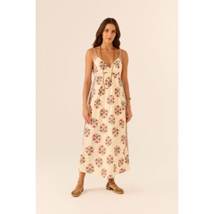 Vestido Midi Alça Estampa Peônia