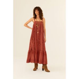 Vestido Midi Alça Bordado Poetry