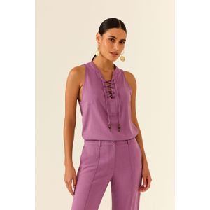 Blusa Sem Manga Decote Trançado