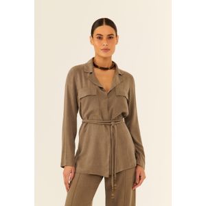 Blazer Alfaiataria Bolsos Com Cinto