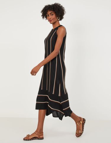 Vestido com listras verticais e clearance horizontais