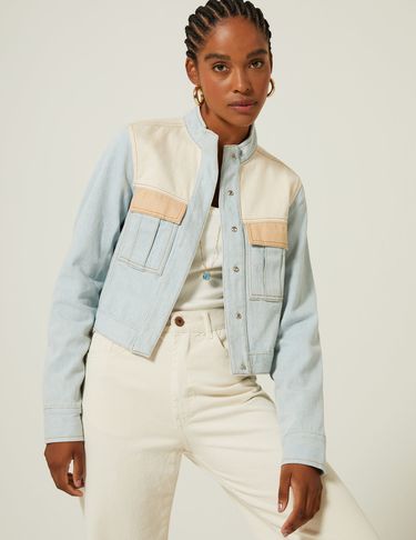 Jaqueta Mix Jeans e Sarja Tricolor Maria Fil